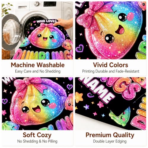 Black Personalized Cozy Dumpling Blanket for Girls & Kids