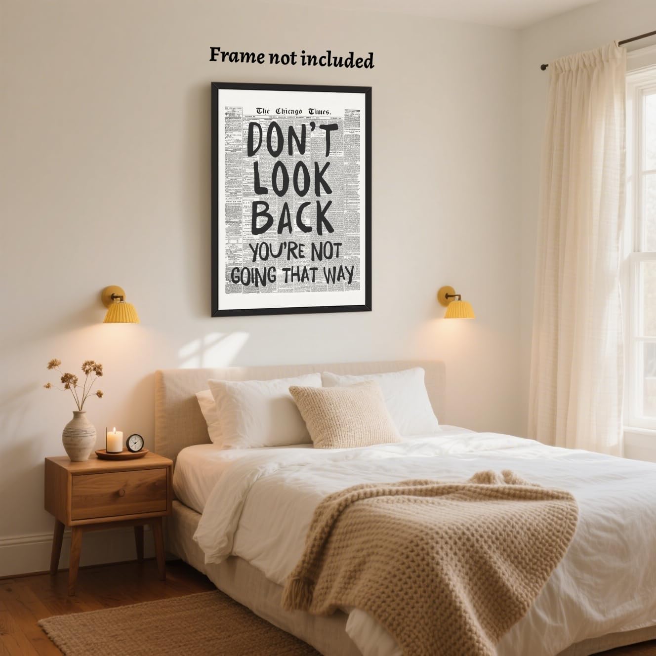 Vintage Newspaper Wall Art - Motivational Quote Poster | Black and White Inspirational Canvas Print 8x12