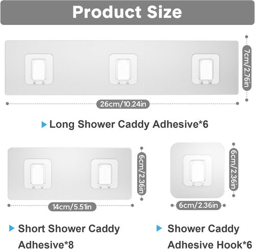 Lsnisni Shower Caddy Adhesive Strips - Waterproof Replacement for Bathroom & Kitchen | 20 Pack, Clear