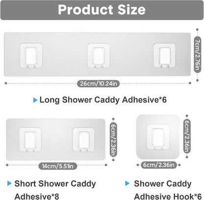 Lsnisni Shower Caddy Adhesive Strips - Waterproof Replacement for Bathroom & Kitchen | 20 Pack, Clear