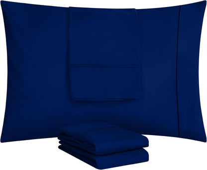 Utopia Bedding Standard Pillow Cases - Soft Brushed Microfiber - 4 Pack | Royal Blue, 20 x 26 Inches