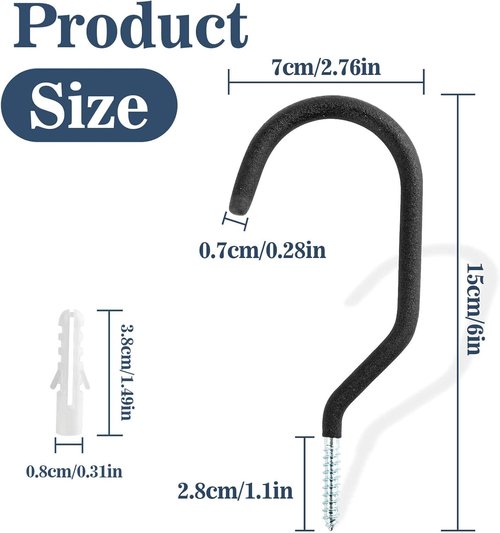 MAQIHAN Heavy Duty Wall Mount Storage J Hooks - Organize Bicycles, Ladders & Garden Tools