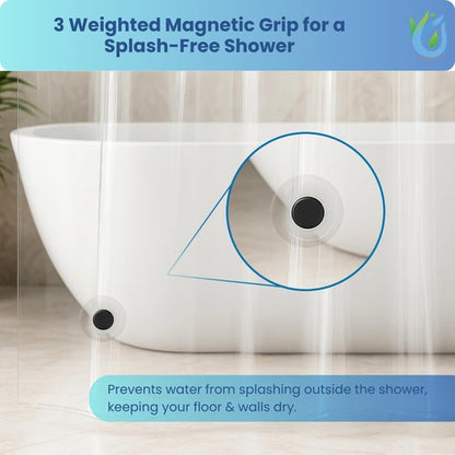 SUSTAINAURA® Essential Frosty Shower Curtain Liner 72x72 – Waterproof, Quick Dry, Odor Free, Eco Friendly, Non-Toxic with 3 Weighted Magnets & 12 Rustproof Grommets Bathroom Accessories