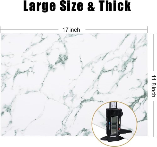 Homaxy Faux Leather Placemats - Heat Resistant & Waterproof | Set of 6, Easy to Clean, 11.8" x 17", Marble