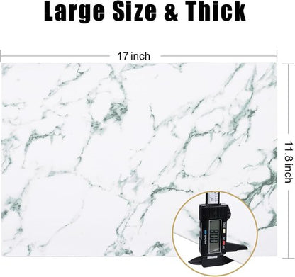 Homaxy Faux Leather Placemats - Heat Resistant & Waterproof | Set of 6, Easy to Clean, 11.8" x 17", Marble