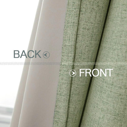 MIULEE Blackout Curtains - 100% Thermal Insulated Linen Texture Drapes | Sage Green, 52x120 Inch (2 Panels)