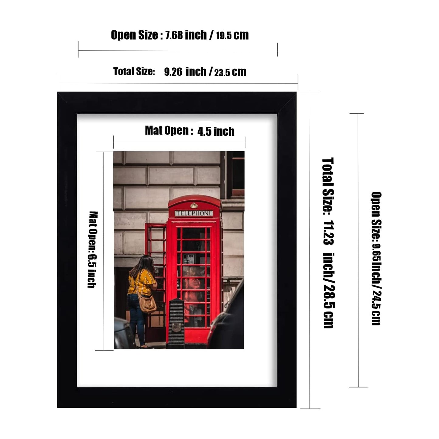 PWTAKO 8x10 Picture Frame Set of 6, Display Pictures 5x7 with Mat or 8x10 Without Mat for Wall Mounting or Table Top Display,Black