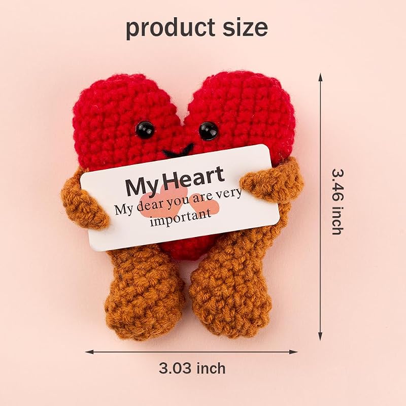 Mini Crochet Positive Love Heart - Knitted Pocket Hug Gift