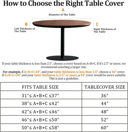 Skiennix Waterproof Tablecloth - Elastic Fit for Round Tables 36"-70" | Indoor & Outdoor Use, 60" Geometry Design