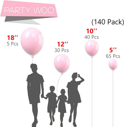 PartyWoo White & Pastel Pink Balloons - 280 Pcs for Stunning Celebrations