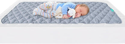 Skiennix Waterproof Crib Mattress Protector Pad - Non-Slip & Absorbent 2 Pack, 28" x 52", Quilted Grey