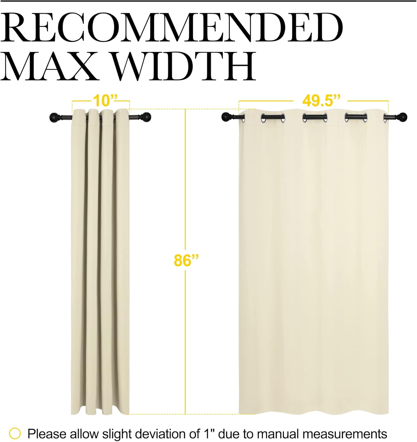 NICETOWN Beige Room Darkening Curtains - 86" Long | Total Privacy Drape Panels for Bedroom & Living Room (Set of 2, 55" Wide)