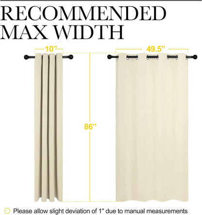 NICETOWN Beige Room Darkening Curtains - 86" Long | Total Privacy Drape Panels for Bedroom & Living Room (Set of 2, 55" Wide)