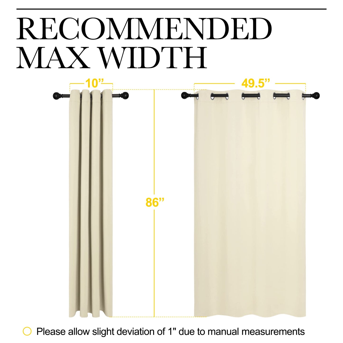 NICETOWN Beige Room Darkening Curtains 86" Long for Boho Farmhouse Home Decoration, Window Treatment Total Privacy Drape Panels for Bedroom Living Room Guest Room (55" Wide, Set of 2)