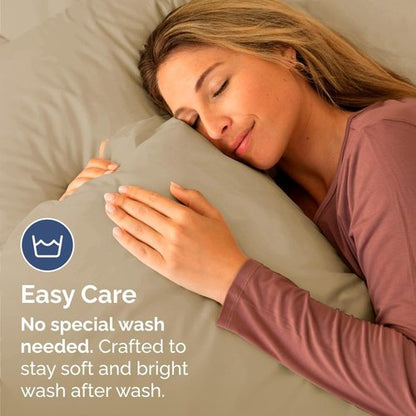 King Standard Pillow Cases by King - Soft Hotel Quality Pillowcase Covers - Machine Washable Beige | 4-Piece Set