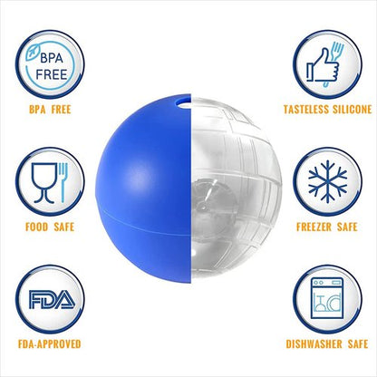 Happyou Whiskey Ice Ball Mold Death Star Ice Cube Mold,Great Star Wars Gifts for Men (4 Packs+1 Bottle Opener+Tray)