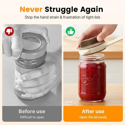 2026 Upgrade Jar Opener by [Brand Name] - 4-in-1 Multi-Function Tool for Seniors | Adjustable Stainless Steel Lid Remover (Beige)
