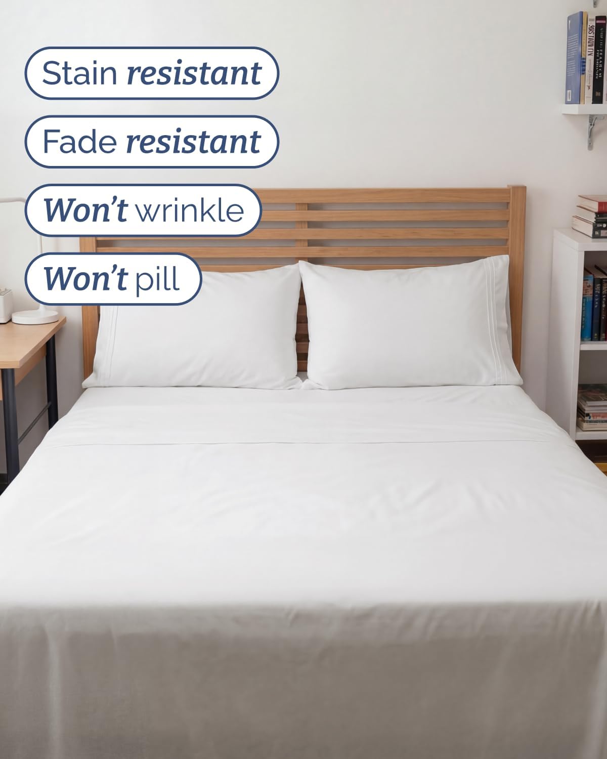 Skiennix Full XL Bed Sheet Set - Soft & Breathable 4-Piece Luxury Bedding - Deep Pockets, Antique White