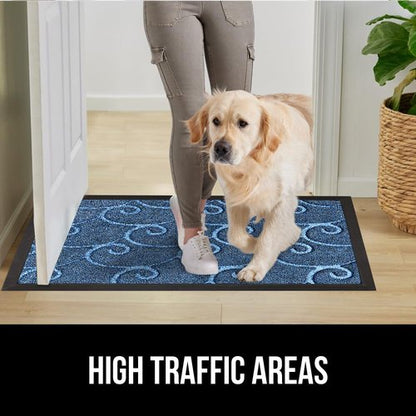 GORILLA GRIP 100% Waterproof All-Season WeatherMAX Doormat, 72x24, US Designed Natural Rubber, Stain and Fade Resistant, Low Profile Indoor Outdoor Door Mats, Easy Clean Patio Mat, Ocean Blue Waves