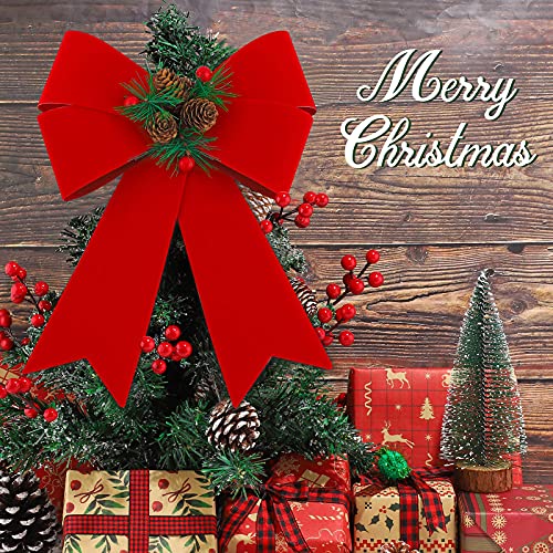 6 Pack Christmas Wreath Bows 9x12 Inches Velvet Red and Green Holiday Decor