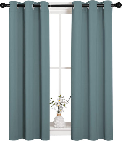 NICETOWN Blackout Curtains - Noise Reducing & Thermal Insulated Drape Panels | Greyish Blue, 2 Panels, W29 x L45-Inch