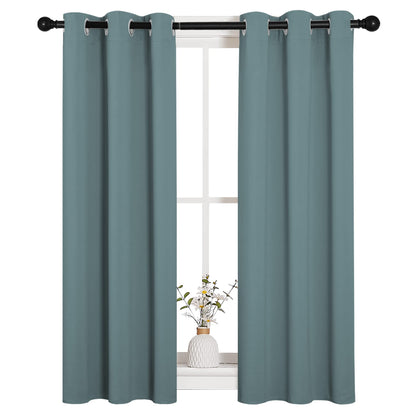 NICETOWN Modern Blackout Curtains Noise Reducing, Greyish Blue, 2 Panels, W29 x L40 -Inch, Thermal Insulated and Privacy Room Darkening Drape Panels for Boy's Guest Room Door Small Short Window