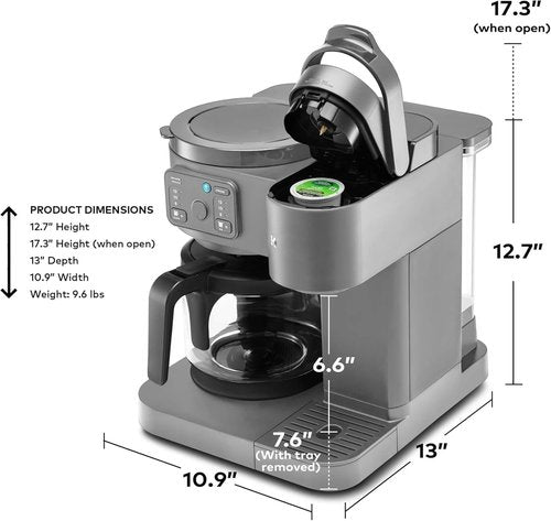 K-Duo Essentials Coffee Maker - Versatile Hot & Iced Drinks | 72 oz Reservoir, Gray Finish