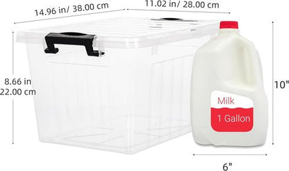 Citylife 22 QT Clear Plastic Storage Bins - Stackable & Nestable Containers for Garage, Closet, Kitchen | 2-Pack