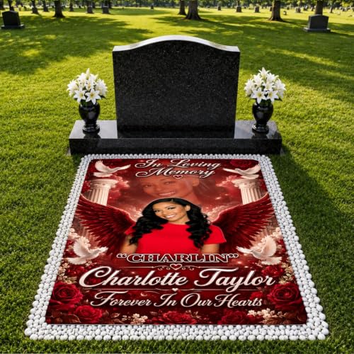 Personalized Memorial Grave Blanket with Photo, Name & Date - Style-18