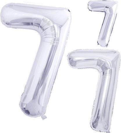 GOER Silver Foil Number 7 Balloons - Huge 42 Inch Birthday Party Decorations (3 Pack)