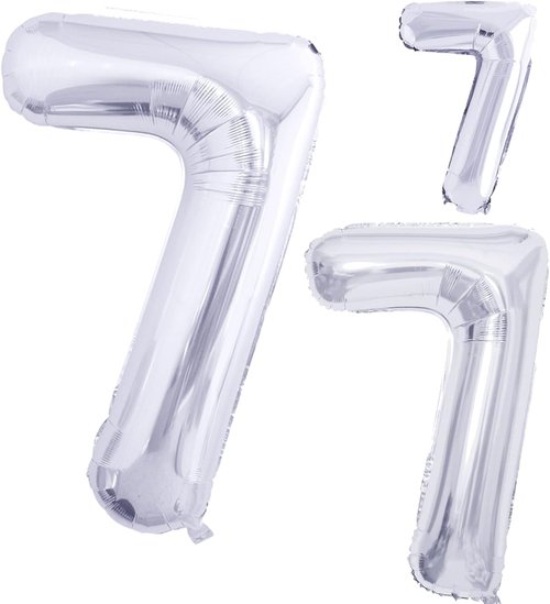 GOER Silver Foil Number 7 Balloons - Huge 42 Inch Birthday Party Decorations (3 Pack)