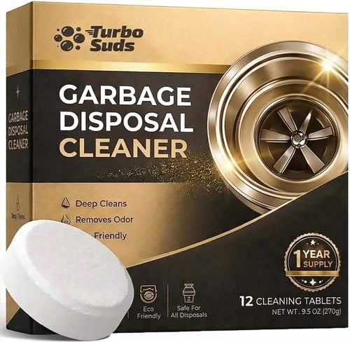 Garbage Disposal Cleaner Deodorizer Tablets – Heavy Duty XL Foaming Tablet for Kitchen Sink Drains and Disposals – Natural Sink and Disposal Cleaning Tablet – 12 XL Tablets, One Year Supply