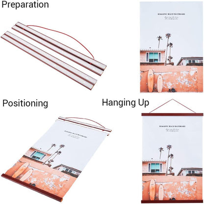 Benjia Magnetic Poster Hanger - Wood Frame for 8x10, 8x20 & 8x11 Prints | Mahogany Finish