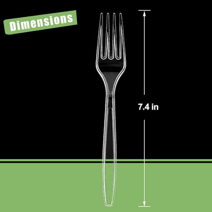 Zcaukya Disposable Plastic Forks - 100 Count Heavy-Duty Clear Utensils for Parties & Catering