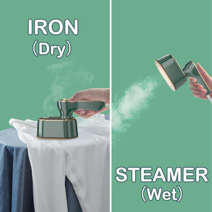 Skiennix Travel Steamer Iron - Portable Clothes Ironing Machine for Home & Dorm | Compact Green Design