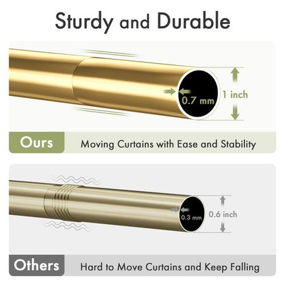 AmazerBath Spring Tension Shower Curtain Rod, 31-75 Inches Heavy Duty Tension Rod Rust Proof Bathroom Curtain Rod, Adjustable No Drill Easy Segmented Installation, Gold