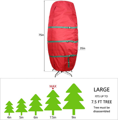 Sattiyrch Christmas Tree Storage Bag - Heavy Duty 600D Canvas for 7.5 ft Trees | Red with Zipper & Handles