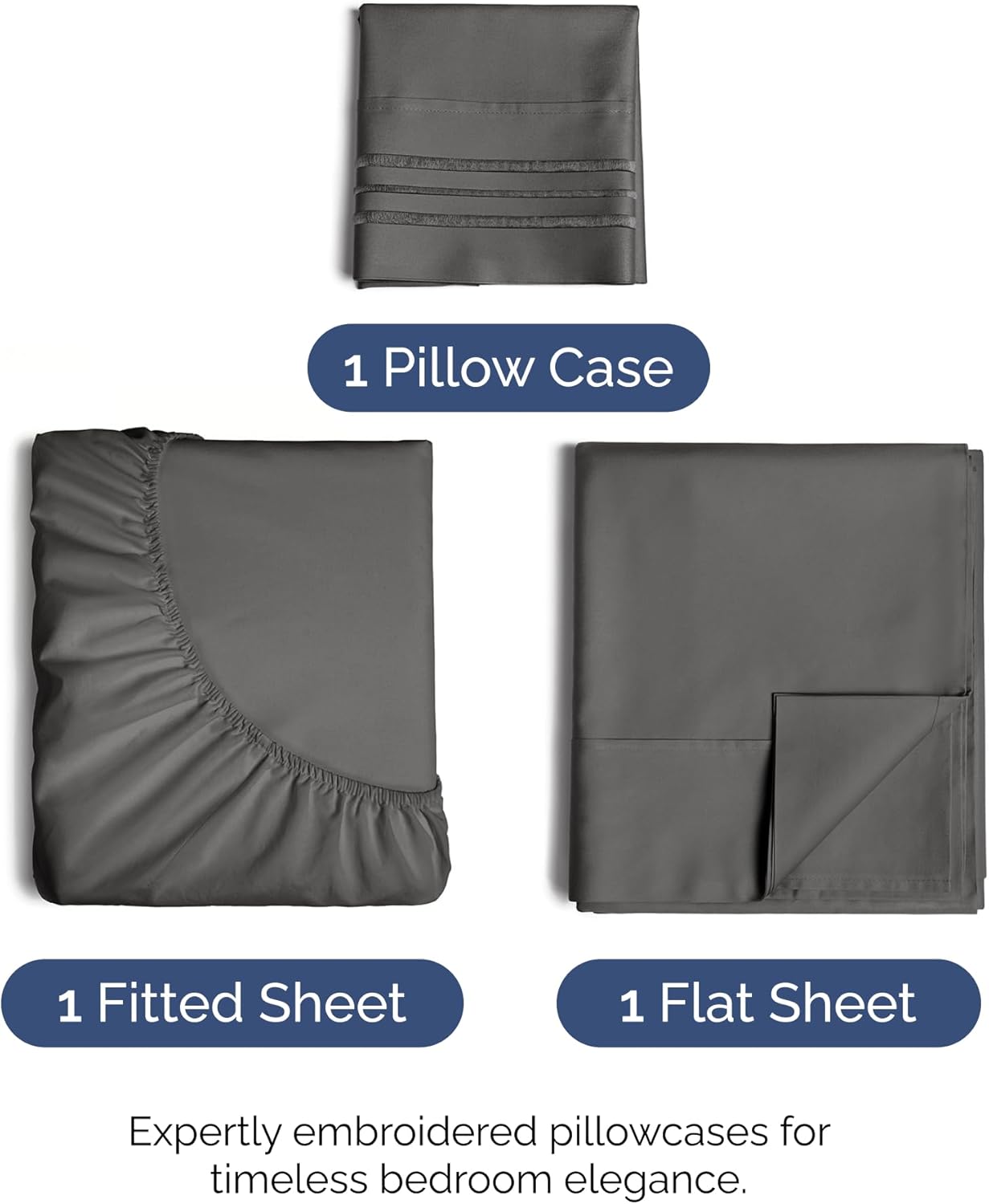 Skiennix Twin XL Sheet Set - Comfy Cooling Bed Sheets with Deep Pockets - Soft, Wrinkle-Free Charcoal