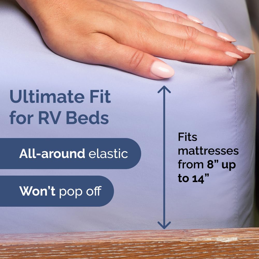 Short Queen Size 4 Piece Sheet Set - RV Short Queen, Soft, Breathable & Cooling Bed Sheets Set with Deep Pockets - Hotel Luxury Bedding for Women, Men, Kids, Teens, Boys & Girls - Oeko-Tex - Lavender