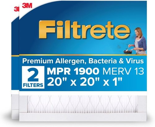 Filtrete 20x20x1 MERV 13 AC Air Filter - Premium Allergen & Virus Protection | 2-Pack (Actual Size 19.69x19.69x0.78 in)