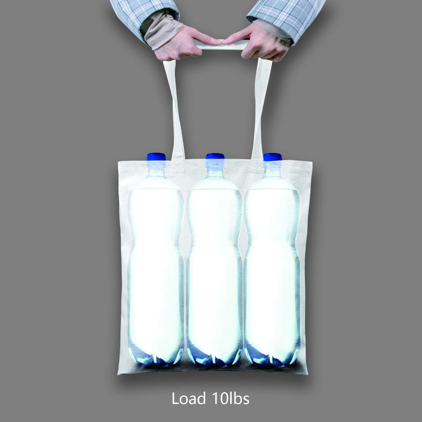 TOPDesign 16"x15" White Cotton Tote Bags - 5-Pack Lightweight Reusable Grocery Bags for DIY & Promotions