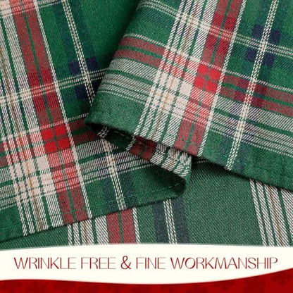 Romanstile Christmas Checkered Tablecloth Rectangle - Green Plaid, 60 x 144 Inches