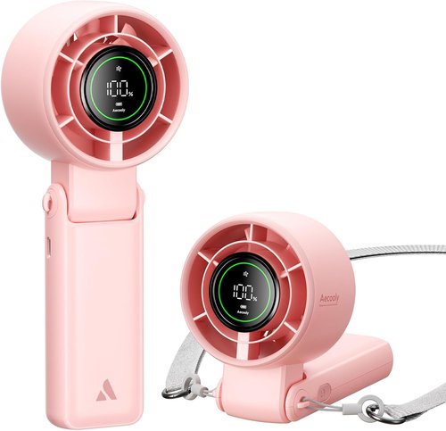 Aecooly Portable 3-in-1 Turbo Handheld Fan - USB Rechargeable, 22H Max Cooling Time, Pink