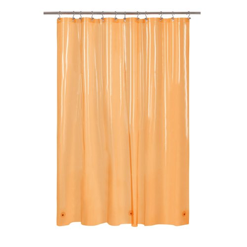 Barossa Design Clear Orange Long Shower Curtain Liner 78" Height - 3 Magnets & Waterproof Lightweight PEVA Shower Liner for Bath Tub, PVC Free, Metal Grommets, Clear Orange, 72x78