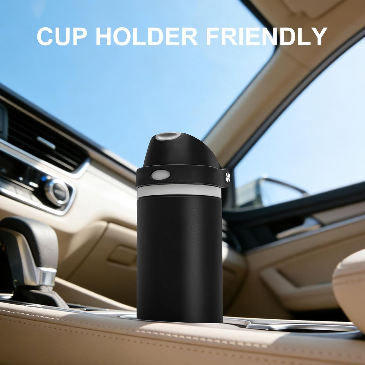 Skiennix 24 oz Insulated Water Bottle - Stainless Steel, Leak-Proof Design, One-Touch Flip Lid, Black