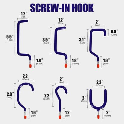 **Skiennix Heavy Duty Garage Hooks - 12-Pack Wall Mounted Steel Tool Hangers for Organizing Ladders, Bikes & Tools**