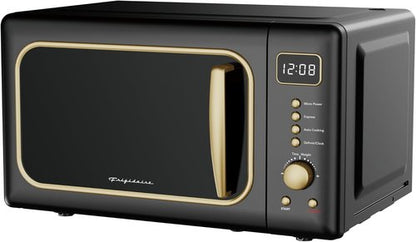 Frigidaire Retro Microwave - 0.7 Cu. Ft. Compact Design in Black and Gold Finish