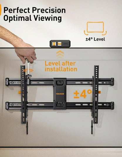 Perlegear Tilting TV Wall Mount - Fits 42–90 Inch TVs | Leveling Adjustment & Low Profile Design, Max VESA 600x400mm
