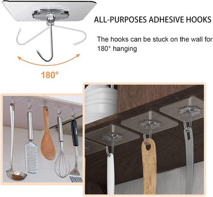 Adove Adhesive Hooks - Heavy Duty 20 Pack, Removable Transparent Wall & Ceiling Hooks, 22lb Max Capacity