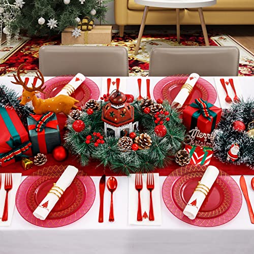 Christmas Red Paper Napkins 50 Pack Cloth-Like Disposable Napkins - Red